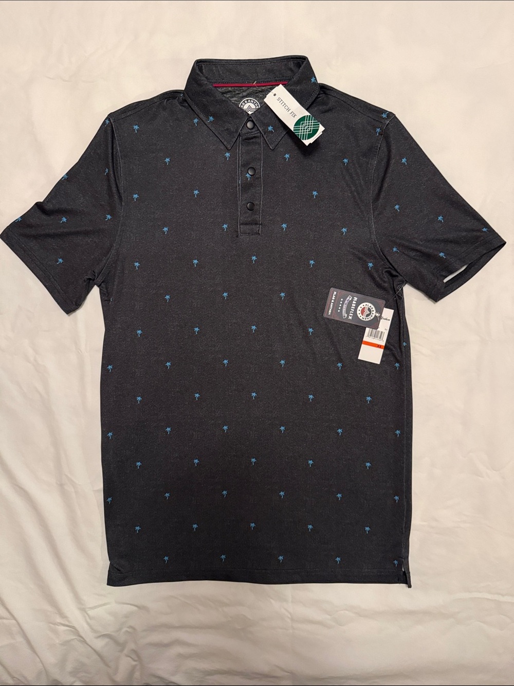 Flag & Anthem Performance Black Polo with Blue Palm Micro-Print from Stitch Fix